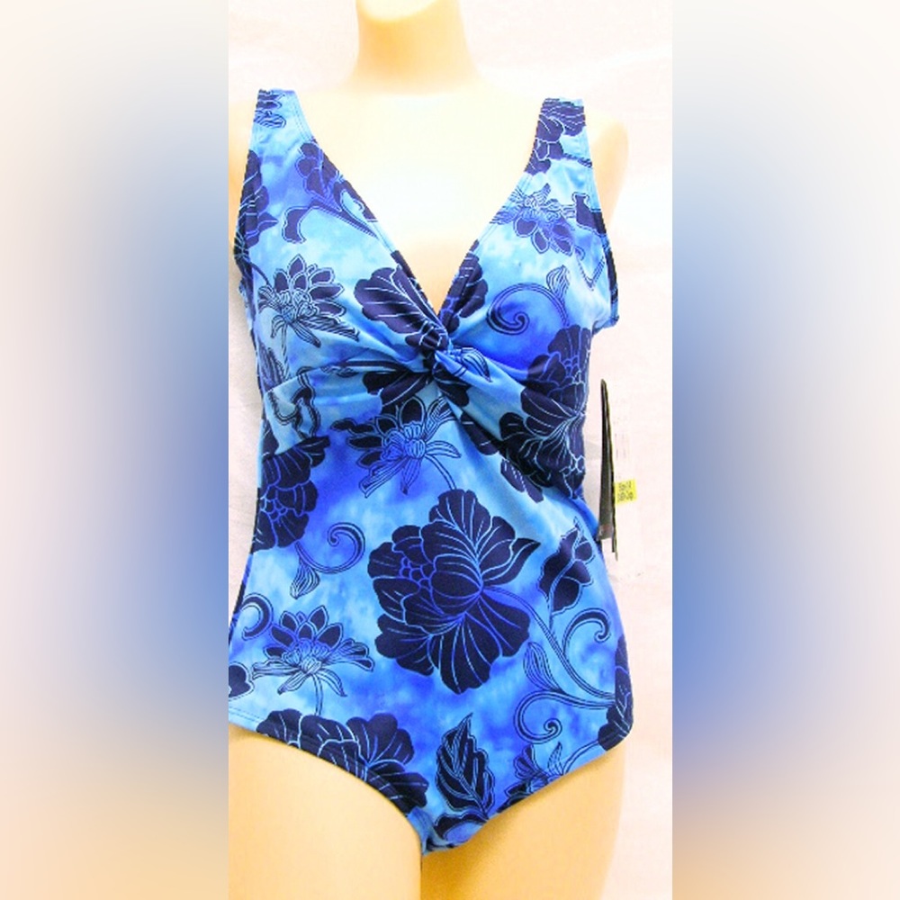 14 D 38 Blue Twist front bra mio one piece Roxanne swimsuit E69196